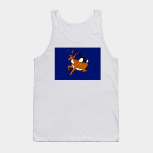 Penguin flying with reindeer Tank Top